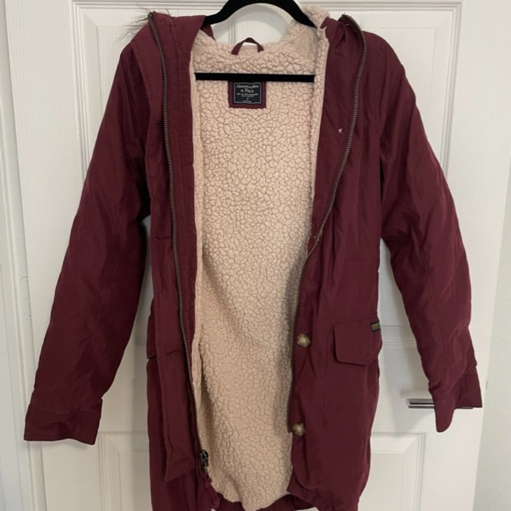 Maroon Abercrombie Sherpa Lined Jacket